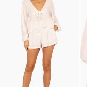 Petal & Pup Cream Erza Linen Two Piece Romper